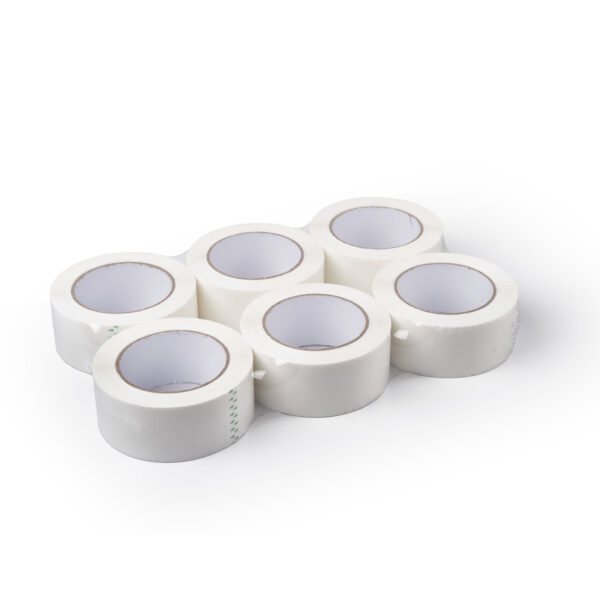 Precinto acrílico blanco para embalaje silencioso