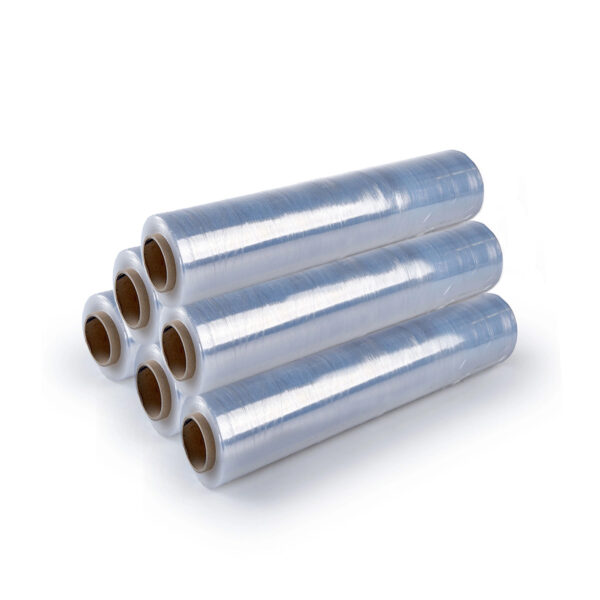 Pack de 6 bobinas de film estirable reciclado manual transparente 17 micras