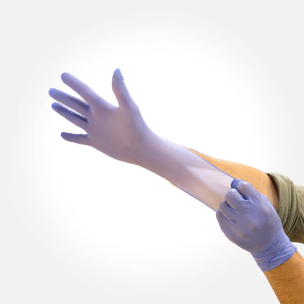 Guantes de nitrilo azul sin polvo elástico aptos para alérgicos al látex