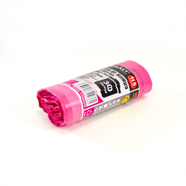rollo de bolsas de basura color fucsia 30 litros autocierre (05723)