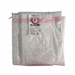 12680 Un airbag de rafia desinflado, mostrando su material de rafia de polipropileno y su válvula de seguridad.