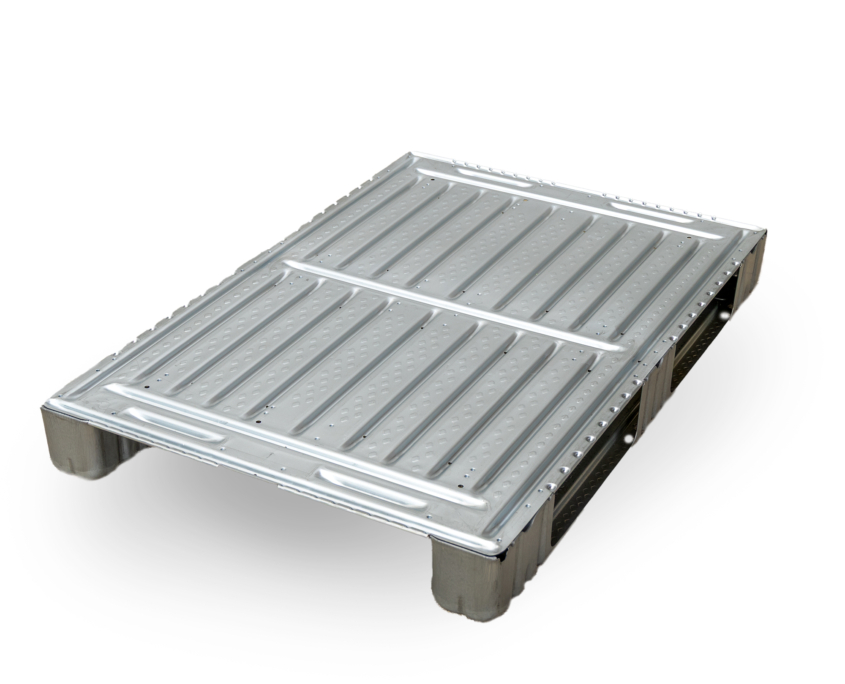 Un palet metálico Fijaplast Light de acero galvanizado, destacando su diseño ligero y su alta durabilidad. LIGHT